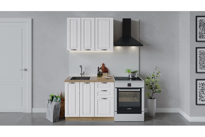 Кухонный гарнитур «Лина» длиной 100 см Дуб Крафт золотой, Белый