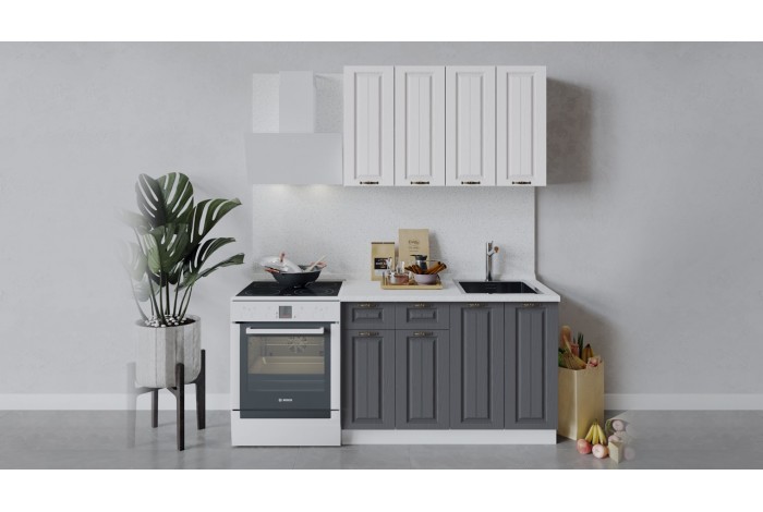 Кухонный гарнитур «Лина» длиной 120 см Белый, Графит