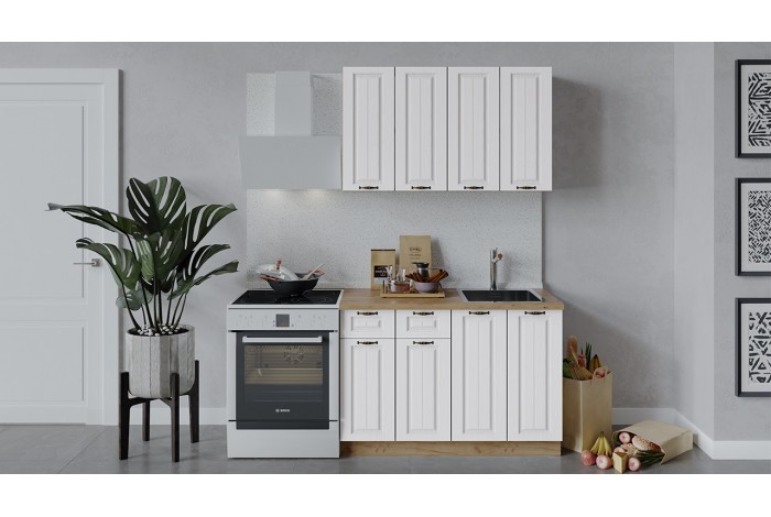 Кухонный гарнитур «Лина» длиной 120 см Дуб Крафт золотой, Белый