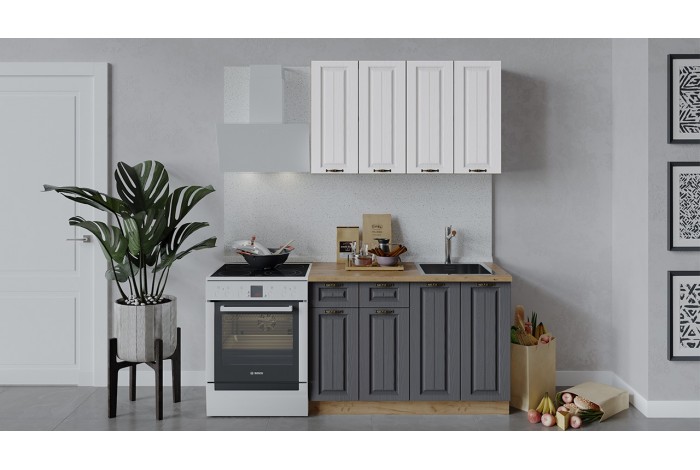 Кухонный гарнитур «Лина» длиной 120 см Дуб Крафт золотой, Белый, Графит