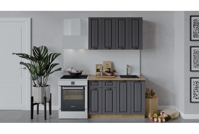 Кухонный гарнитур «Лина» длиной 120 см Дуб Крафт золотой, Графит