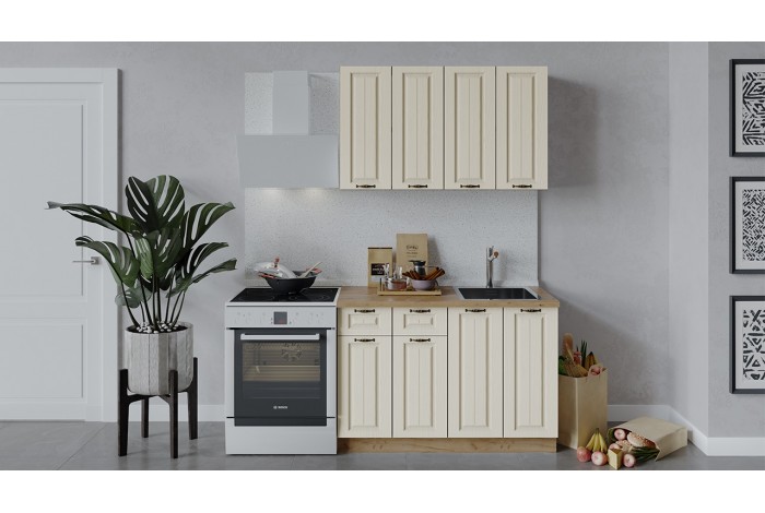 Кухонный гарнитур «Лина» длиной 120 см Дуб Крафт золотой, Крем