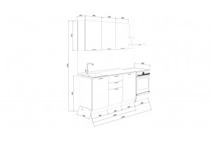 Кухонный гарнитур Лина длиной 150 см Белый