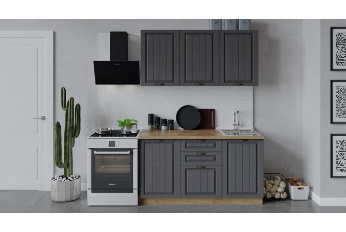 Кухонный гарнитур «Лина» длиной 150 см Дуб Крафт золотой, Графит