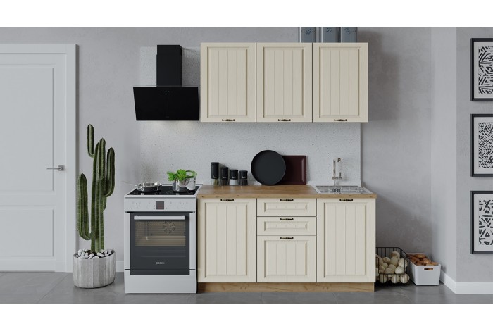 Кухонный гарнитур «Лина» длиной 150 см Дуб Крафт золотой, Крем