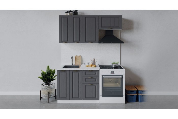 Кухонный гарнитур «Лина» длиной 160 (100) см Белый, Графит