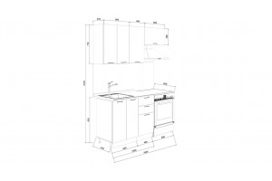 Кухонный гарнитур Лина длиной 160 (100) см Белый