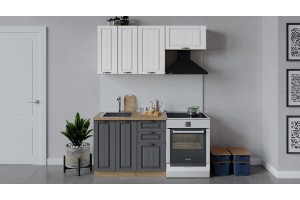 Кухонный гарнитур Лина длиной 160 (100) см Дуб Крафт золотой, Белый, Графит