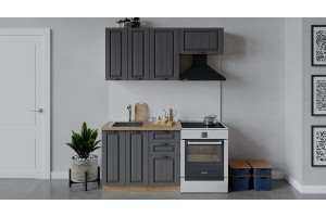 Кухонный гарнитур Лина длиной 160 (100) см Дуб Крафт золотой, Графит