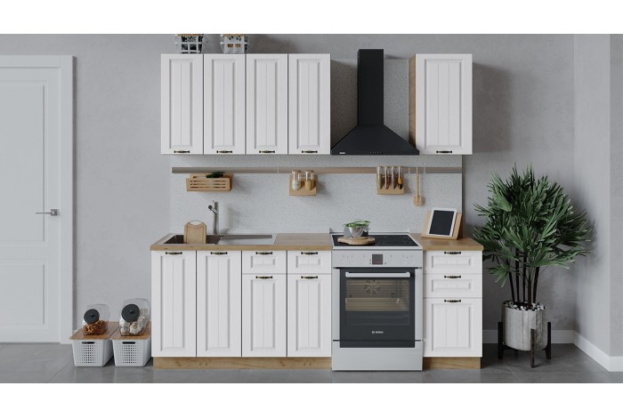 Кухонный гарнитур «Лина» длиной 160 см Дуб Крафт золотой, Белый