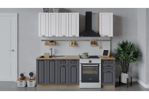 Кухонный гарнитур Лина длиной 160 см Дуб Крафт золотой, Белый, Графит