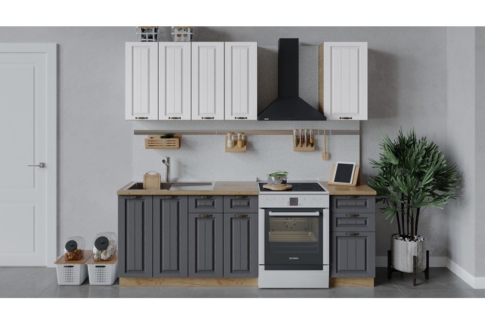 Кухонный гарнитур «Лина» длиной 160 см Дуб Крафт золотой, Белый, Графит