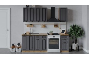 Кухонный гарнитур Лина длиной 160 см Дуб Крафт золотой, Графит
