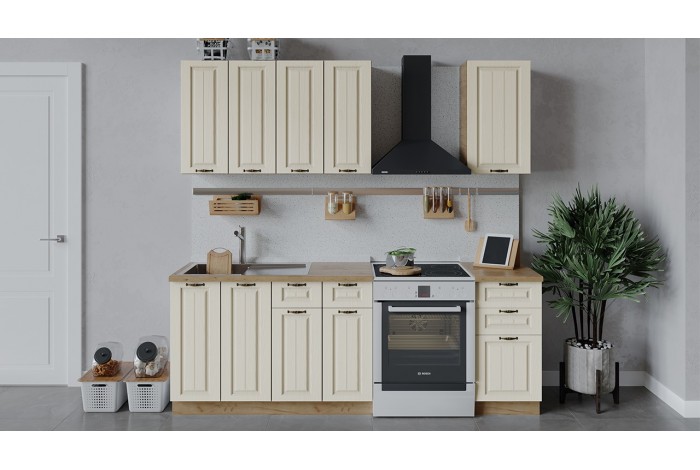 Кухонный гарнитур «Лина» длиной 160 см Дуб Крафт золотой, Крем