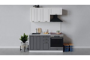 Кухонный гарнитур Лина длиной 160 см со шкафом НБ Белый, Графит