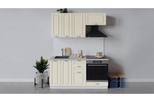 Кухонный гарнитур Лина длиной 160 см со шкафом НБ Белый, Крем