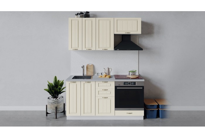 Кухонный гарнитур «Лина» длиной 160 см со шкафом НБ Белый, Крем