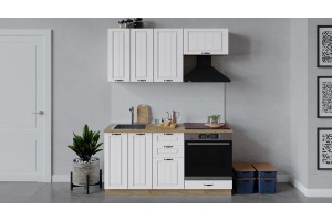 Кухонный гарнитур Лина длиной 160 см со шкафом НБ Дуб Крафт золотой, Белый