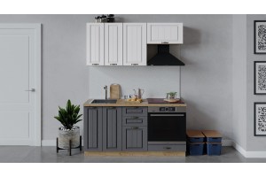 Кухонный гарнитур Лина длиной 160 см со шкафом НБ Дуб Крафт золотой, Белый, Графит