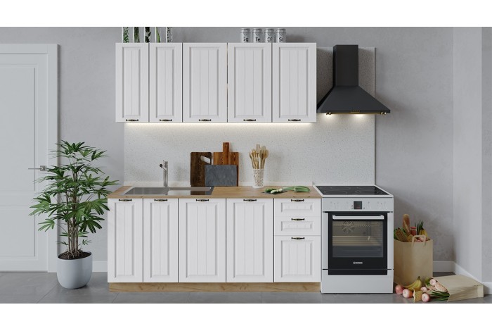 Кухонный гарнитур «Лина» длиной 180 см Дуб Крафт золотой, Белый