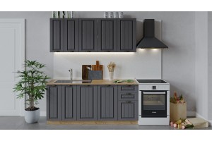 Кухонный гарнитур Лина длиной 180 см Дуб Крафт золотой, Графит