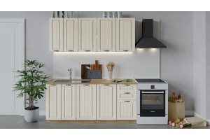 Кухонный гарнитур Лина длиной 180 см Дуб Крафт золотой, Крем