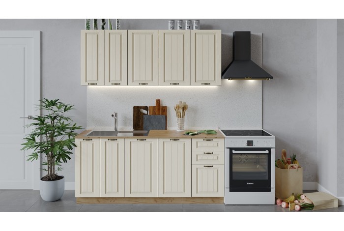 Кухонный гарнитур «Лина» длиной 180 см Дуб Крафт золотой, Крем