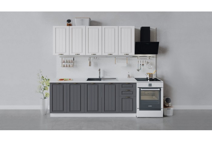 Кухонный гарнитур «Лина» длиной 200 см Белый, Графит