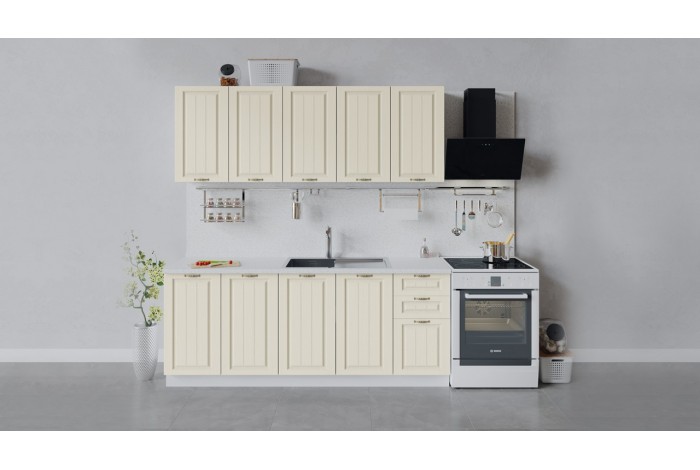 Кухонный гарнитур «Лина» длиной 200 см Белый, Крем