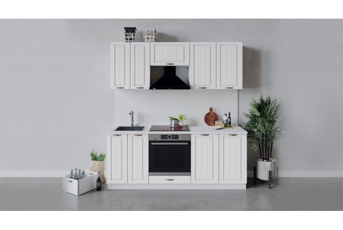 Кухонный гарнитур «Лина» длиной 200 см со шкафом НБ Белый