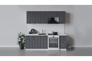 Кухонный гарнитур Лина длиной 220 (160) см Белый, Графит