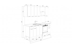 Кухонный гарнитур Лина длиной 220 (160) см Белый