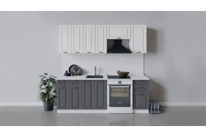 Кухонный гарнитур Лина длиной 220 (160) см Белый, Графит