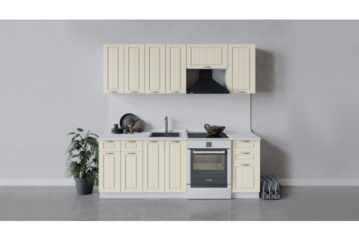 Кухонный гарнитур «Лина» длиной 220 (160) см Белый, Крем