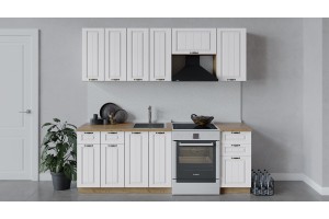 Кухонный гарнитур Лина длиной 220 (160) см Дуб Крафт золотой, Белый