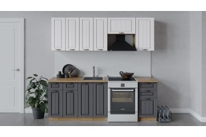 Кухонный гарнитур Лина длиной 220 (160) см Дуб Крафт золотой, Белый, Графит