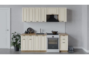 Кухонный гарнитур Лина длиной 220 (160) см Дуб Крафт золотой, Крем