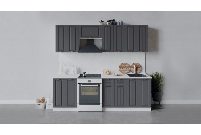 Кухонный гарнитур «Лина» длиной 240 (180) см Белый, Графит