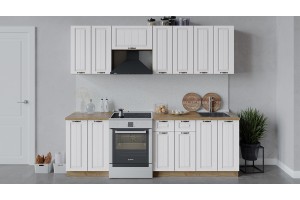 Кухонный гарнитур Лина длиной 240 (180) см Дуб Крафт золотой, Белый