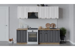 Кухонный гарнитур Лина длиной 240 (180) см Дуб Крафт золотой, Белый, Графит