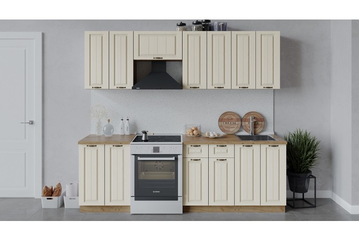 Кухонный гарнитур «Лина» длиной 240 (180) см Дуб Крафт золотой, Крем