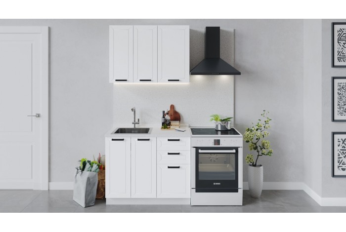 Кухонный гарнитур «Лорас» длиной 100 см Белый, Холст Белый