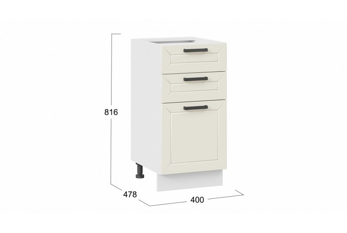 Кухонный гарнитур «Лорас» длиной 100 см Белый, Холст брюле