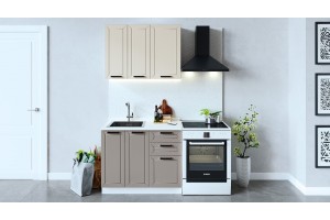 Кухонный гарнитур Лорас длиной 100 см Белый, Холст брюле, Холст латте