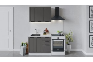 Кухонный гарнитур Лорас длиной 100 см Белый, Холст Вулкан