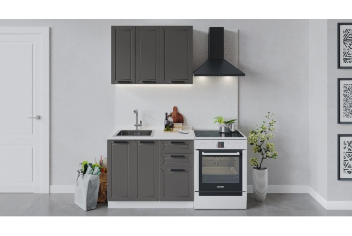 Кухонный гарнитур «Лорас» длиной 100 см Белый, Холст Вулкан