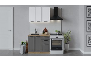 Кухонный гарнитур Лорас длиной 100 см Дуб Крафт золотой, Холст Белый, Холст Вулкан