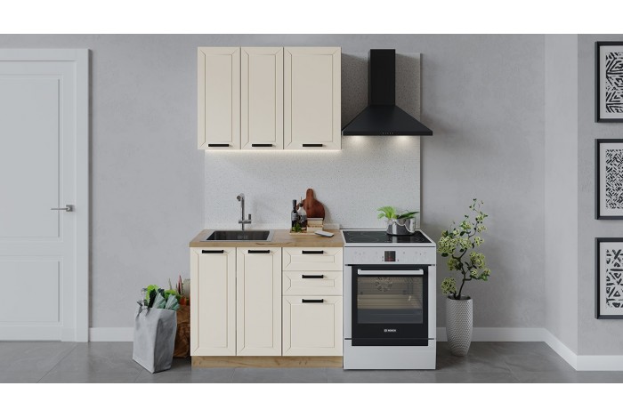 Кухонный гарнитур «Лорас» длиной 100 см Дуб Крафт золотой, Холст брюле