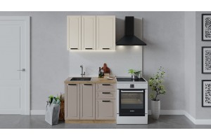 Кухонный гарнитур Лорас длиной 100 см Дуб Крафт золотой, Холст брюле, Холст латте