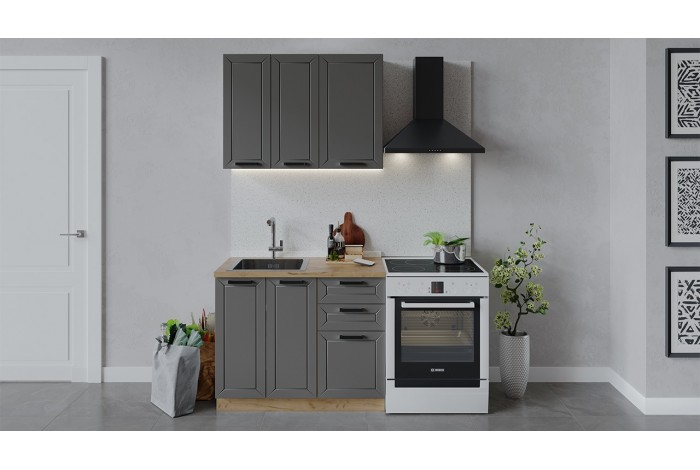 Кухонный гарнитур «Лорас» длиной 100 см Дуб Крафт золотой, Холст Вулкан